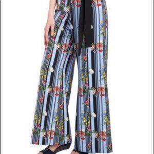 Lena Gabrielle Striped Floral Wide Leg/Palazzo Pants Trousers Women's Size 10